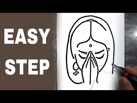 Swagat welcome Folded hand Girl Drawing | Swagat welcome Drawing