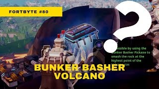 Fortnite Season 9 Fortbyte #80: Use The Bunker Basher Pickaxe To Smash the Rock at the Volcano