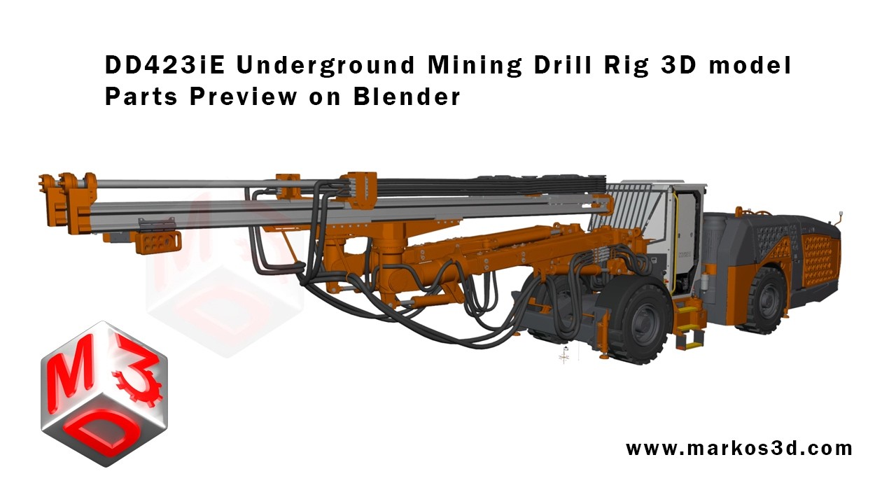 DD423iE Underground Mining Drill Rig 3D Model