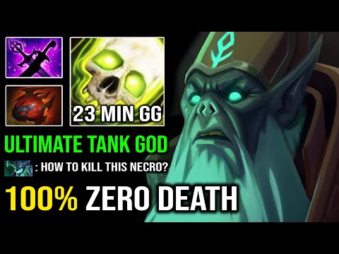 WTF 100% Can't Kill Super Tank Necrophos - EZ Mid 23Min GG with Heart Unlimited HP Regen Dota 2