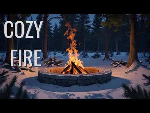 Cozy Winter Campfire in the Forest | Crackling Fire Sounds for Relaxation & Sleep