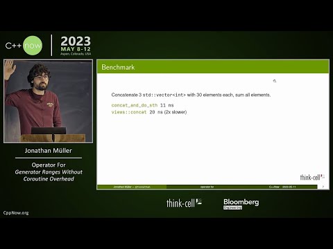 Lightning Talk: operator for - C++ Generator Ranges Without Coroutine Overhead - Jonathan Müller