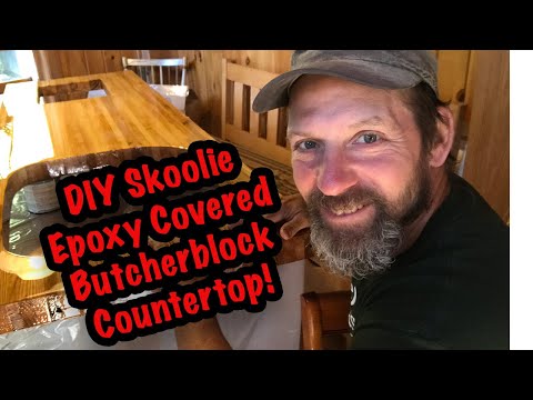 Skoolie DIY Epoxy Butcher Block Countertop