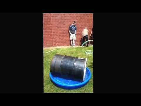 Heated water in a barrel experiment