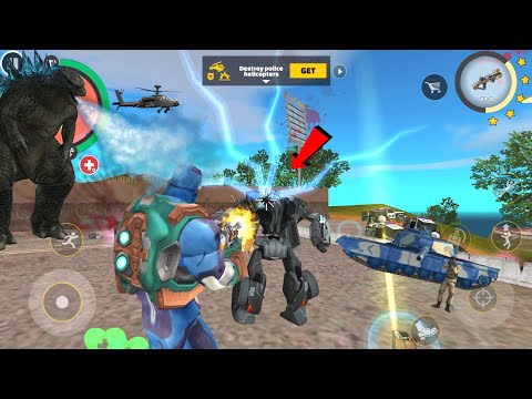 Rope Hero: Vice Town (Electro Gun Paralyze Car Robot) Black Robot Shocked - Android Gameplay HD