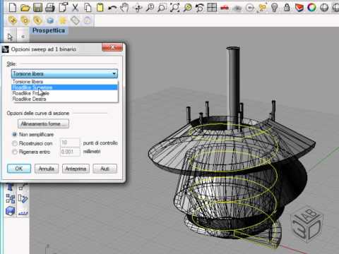 Video corso di McNeel Rhinoceros V4 - Sweep a 1 binario con opzione Roadlike