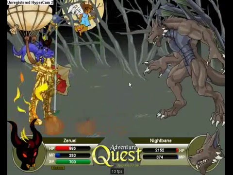 Adventure Quest Zeruel vs The Unbeatable lv 500 Nightbane