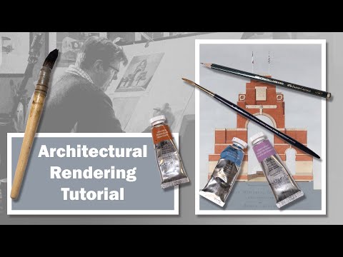 Architectural Rendering of the Thiepval Memorial. Painted in watercolour.