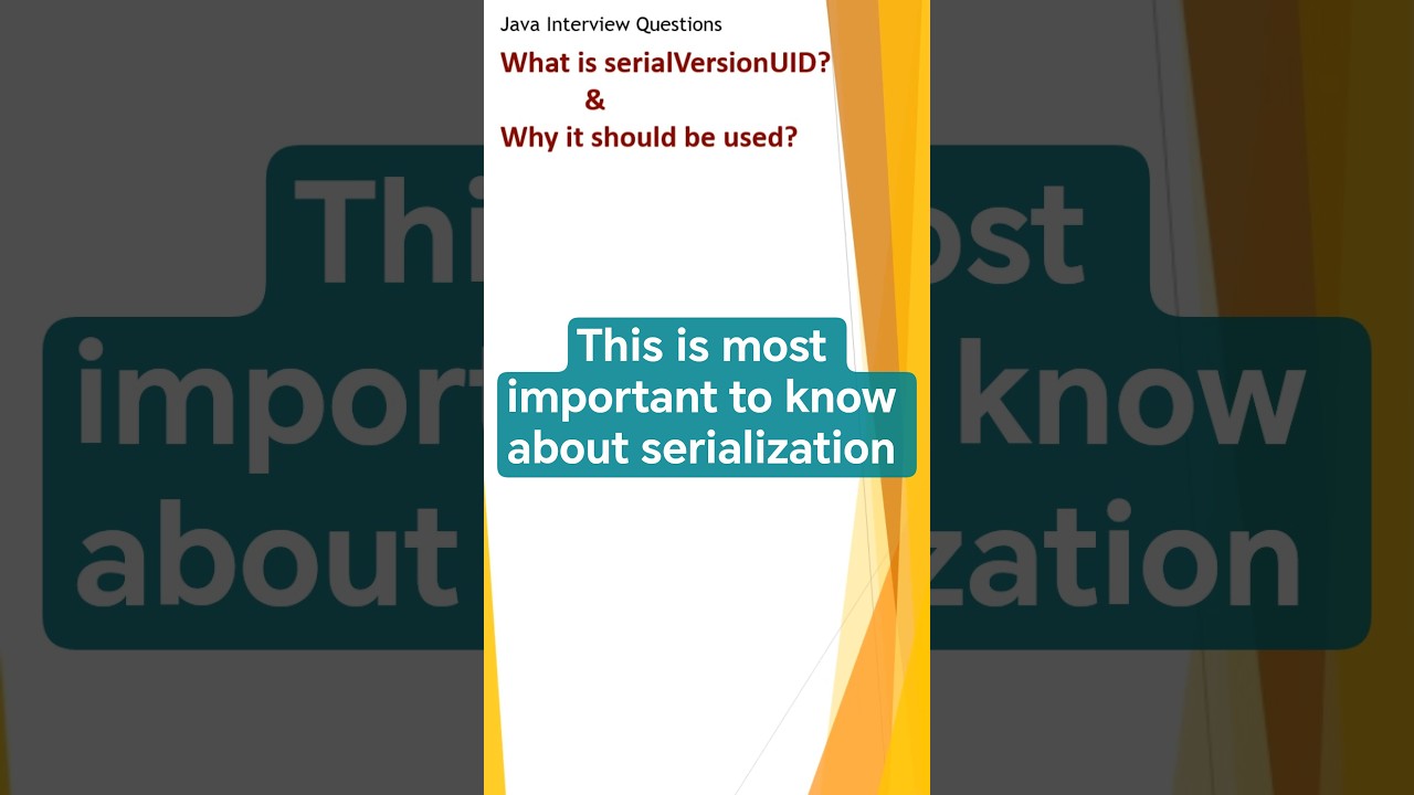 why serialVersionUID is important? #javainterviewquestions #programming #serialization