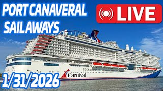 🔴 LIVE: Cruise Ships Fight High Winds During Sail Away | Port Canaveral Jan 31, 2026