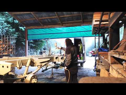 Classic Land Rover 101 chassis priming by Profi Blast-Mobile Sandblasting & Protective Coating Spec.