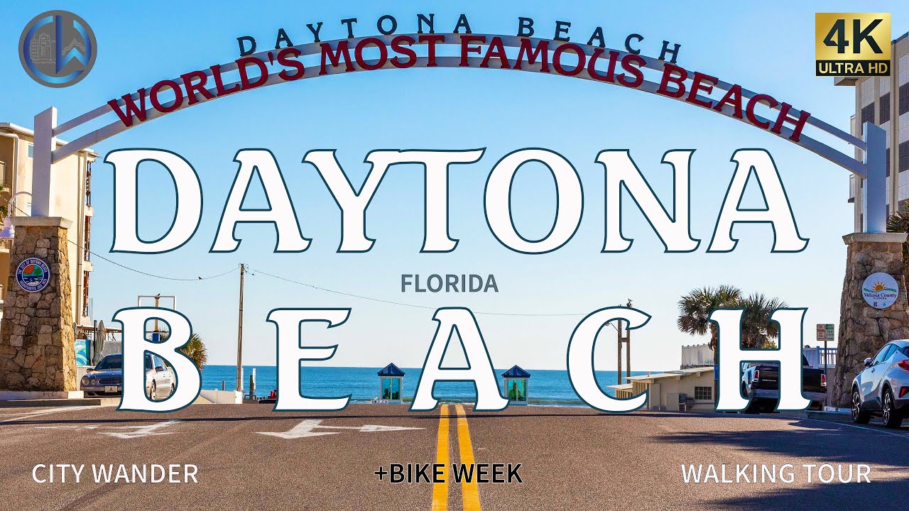 Immersive street-level walking tour through Daytona Beach, United States, showcasing authentic urban landscapes, local architecture, and the vibrant atmosphere of the city's neighborhoods