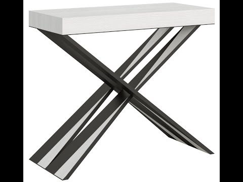 Console extensible bois pieds croisés blanc Diago