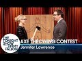 Jennifer Lawrence Challenges Jimmy to an Axe Throwing Contest Jennifer Lawrence Challenges Jimmy to an Axe Throwing Contest