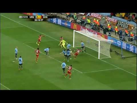 Handball by Suarez from Uruguay, Ghana VS Uruguay 2010