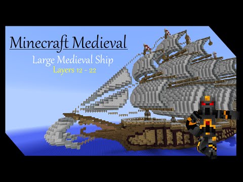 Farrahs - Minecraft Medieval Builds - Large Ship Tutorial - Part 2 of 7 - How to Build a Medieval Ship