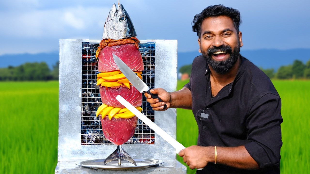 Giant Tuna Fish Mango Charcoal Shawarma | മാങ്ങമീൻ ഷവർമ കഴിച്ചിട്ടുണ്ടോ | M4 Tech |