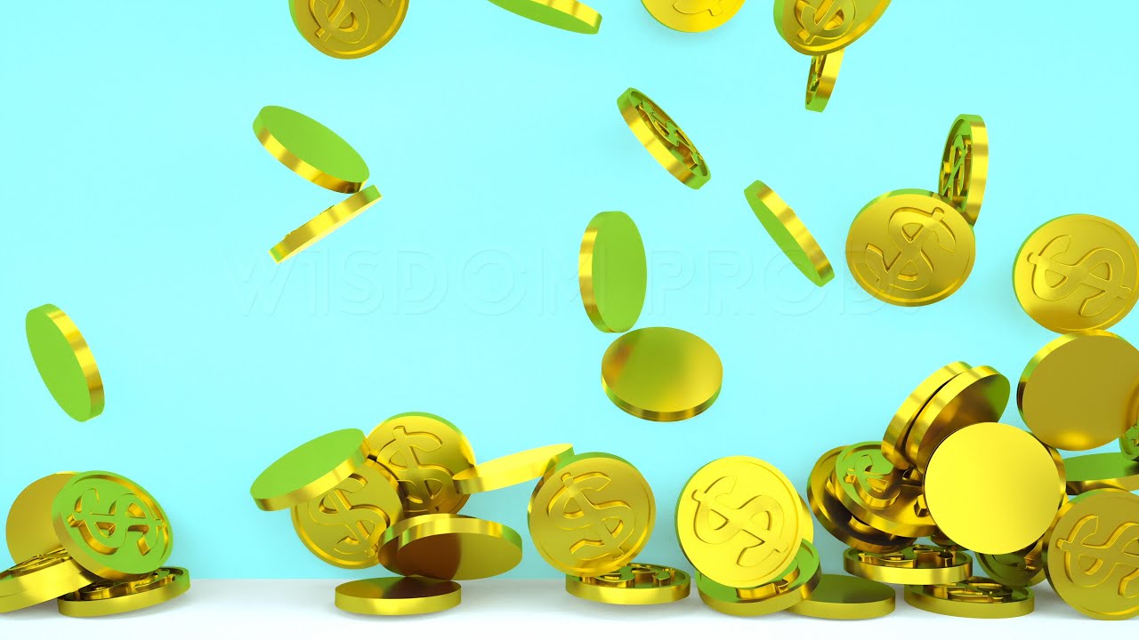 4K Golden Coins Falling Dollar Symbols – 3D Animation