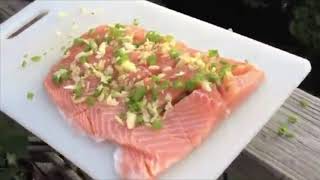 Super Fast Cast Iron Skillet-Grilled Salmon with Roasted Vegetables