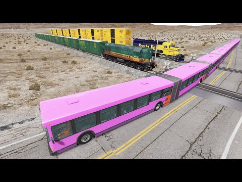 Long Articulated Bus Accident on Rail #31 - Beamng.Drive | Dancing Cars