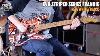 Video thumbnail for No Talking...Just Tones | EVH Striped Series Frankie Red/White/Black by Peach Guitars
