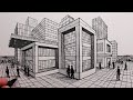 How to Draw a City using Two-Point Perspective: Pen Drawing