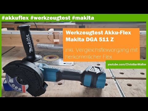Makita DGA511Z Akumuliatorinis kampinis šlifuoklis, greičio reguliavimas 3000-8500min-1, 18V, ø125mm, komplektuojama be akumuliatorių ir kroviklio! video