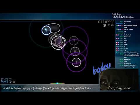 [Live] badeu | Sota Fujimori - polygon [unhinged] 96.23% {#1 371pp 4❌} - osu!