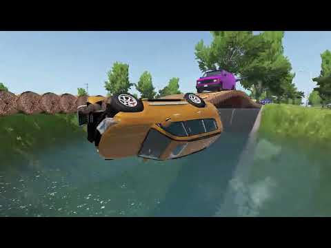 Cars vs 2 Log Bridges and Deep Water - BeamNG.Drive #7