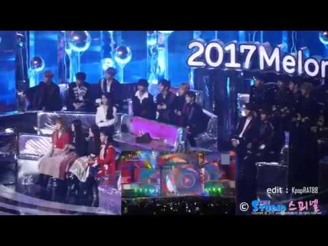 IU - Wanna One - Red Velvet - JBJ REACTION TO  BTS DNA MMA 2017 (HD)