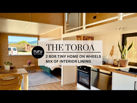 Ruru Tiny Homes: The Toroa - double storey two bedroom tiny home on wheels - Mix of interior lining