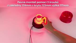 LED maják, 12-24V, 24xLED červený, pevná montáž, ECE R65