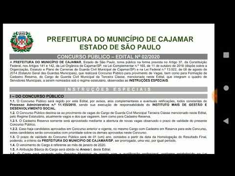 Concurso para Guarda Municipal de Cajamar! (Whatsapp 19992061747)