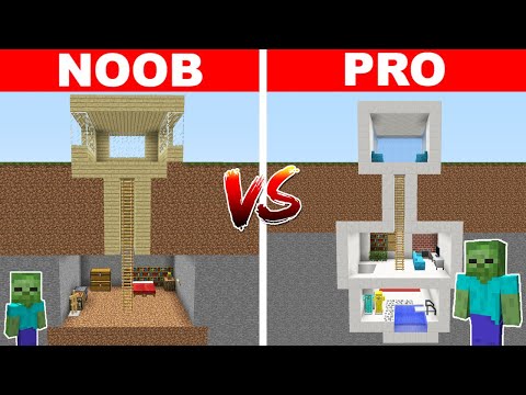 NOOB VS PRO MODERN GİZLİ SIĞINAK YAPMAK 😱 - Minecraft