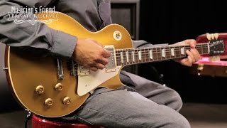 Video thumbnail for Gibson Custom Standard Historic 1957 Les Paul Goldtop Darkback Reissue Electric Guitar, VOS by Musician's Friend