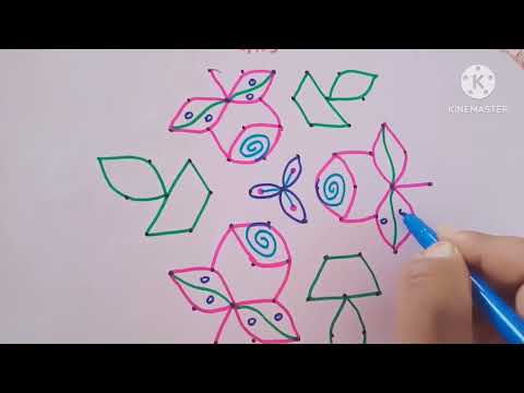 "Beautiful 9x5 Dot Rose Rangoli | Easy & Elegant Design 🌹✨"