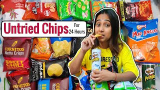 I only ate UNTRIED CHIPS for 24 Hours | Food Challenge | Chips & Dips