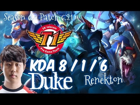SKT T1 Duke RENEKTON vs RIVEN Top - Patch 6.21 NA Ranked
