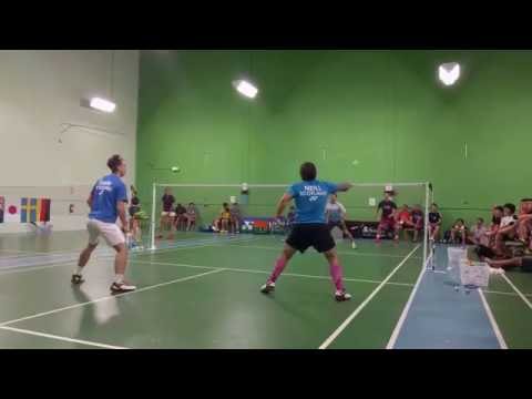 Jamie Neill, Alex Dunn vs Howard Bach, Bob Malaythong: Synergy Open July 2016 badminton rally