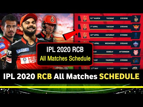 IPL 2020 - RCB All Matches Full Schedule | Royal Challengers Bangalore 2020 IPL