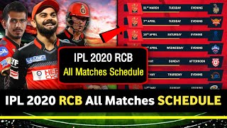 IPL 2020 - RCB All Matches Full Schedule | Royal Challengers Bangalore 2020 IPL IPL 2020 - RCB All Matches Full Schedule | Royal Challengers Bangalore 2020 IPL