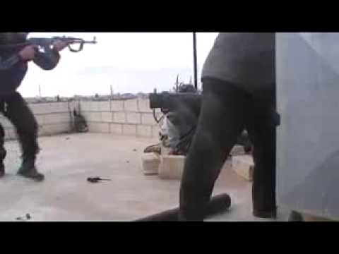 استهداف تحصينات قوات النظام في كتيبة النقل في بصر الحرير بواسطة مدفع بي 9 من قبل كتيبة الشهيد أحمد العمر