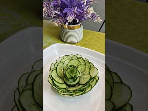 Easy Salad Decor Ideas with Cucumber Flowers craving | DIY Vegetable Flower Arrangements for Salads