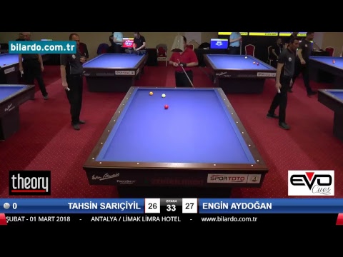 TAHSİN SARIÇİYİL & ENGİN AYDOĞAN Bilardo Maçı - 2018 ERKEKLER 1.ETAP-3. Ön Eleme