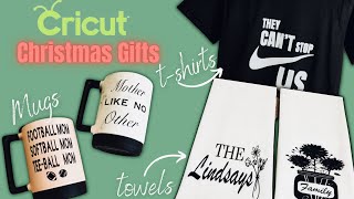 EASY LOW COST DIY CHRISTMAS GIFTS USING CRICUT | SHIRTS, MUGS, KITCHEN TOWELS | Beginner Friendly