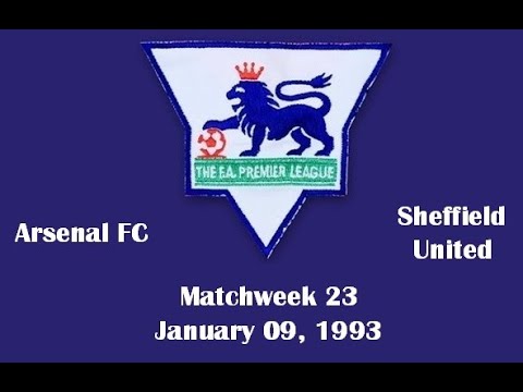FA Premier League. Season 1992-1993. Matchweek 23. Arsenal FC - Sheffield United - 1:1. Highlights.