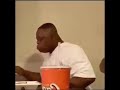 Dude eating Canes chicken reaches for his drink and his Chair breaks