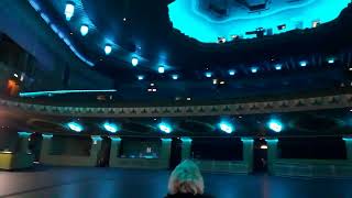 A sweeping view of the Eventim Apollo, Hammersmith, filmed from centre stage