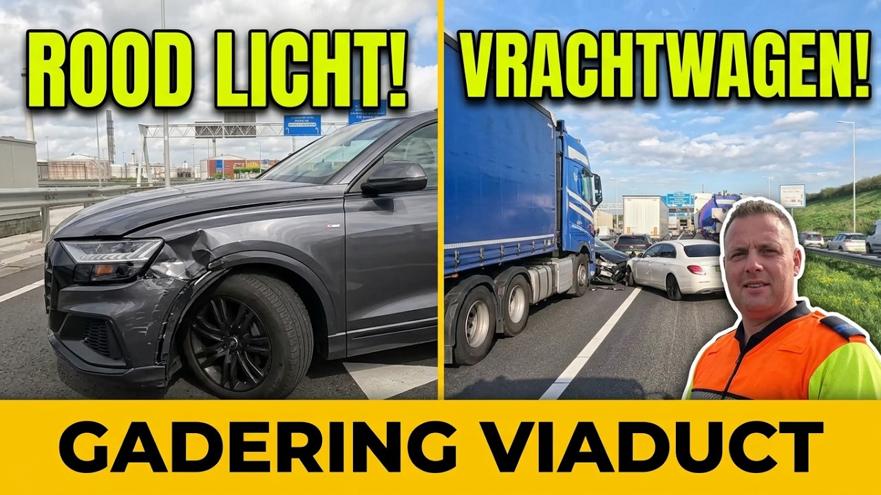 Rood rijder veroorzaakt Ongeval en 2x ongeval met vrachtwagen