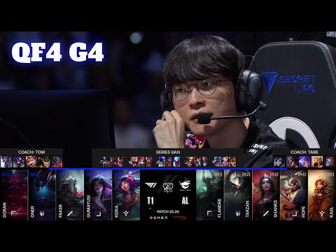 AL vs T1 - Game 4 | Quarter Final LoL Worlds 2025 | Anyone's Legend vs T1 G4 full